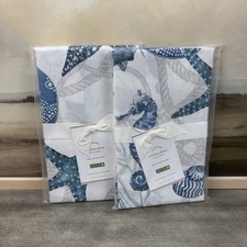 Pottery Barn Catalina Coastal Cotton Euro Pillow Shams Set/2 Blue Multi NWT