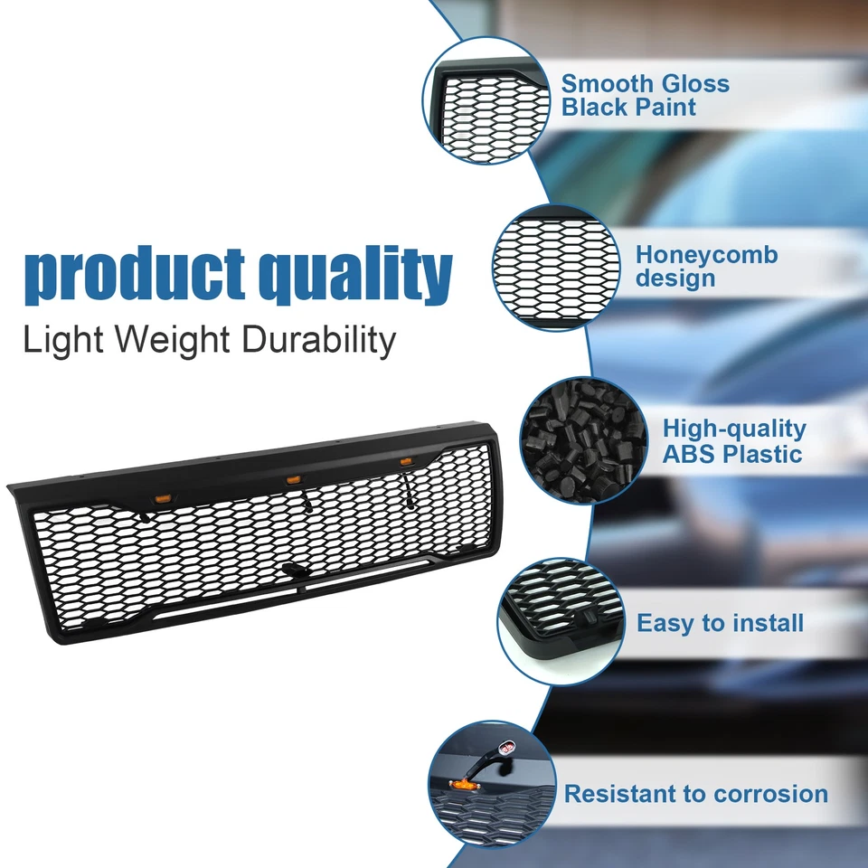 Front Grill for 1992-1996 FORD F150 W/Lights Black - Image 4 of 4