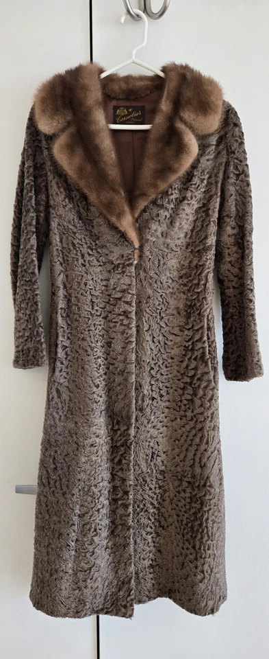 Persian Lamb And Mink Fur Coat Size S Brown - Image 2 of 4