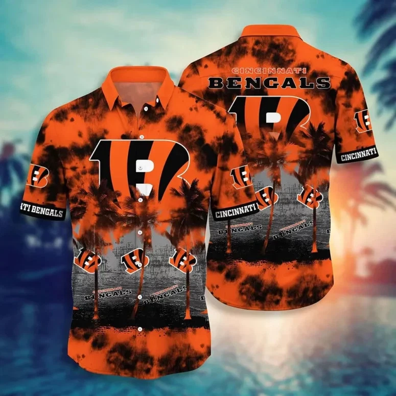 Cincinnati Football Sunset Skyline Hawaiian, Gift For Fans, Gift For Friends