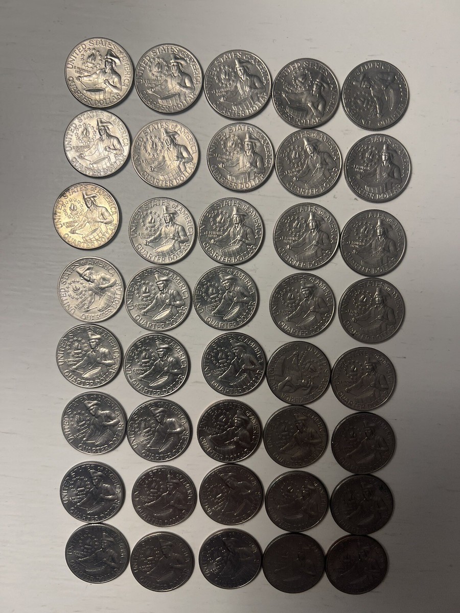 10$ BICENTENNIAL 1776 -1976 QUARTER ROLL Circulated Ungraded Great
