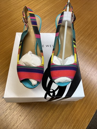NEW IN BOX Vintage Y2K Nine West Multi-Color Stripped Heels Size 7.5 RETRO - Picture 10 of 14