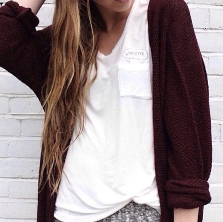 Brandy Melville Maroon Caroline Open Front Wool Cardigan Sweater One Size