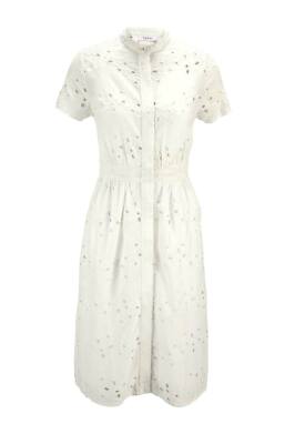 Kleid Heine weiß offwhite lochmuster stickerei kurz Gr 40 42 44