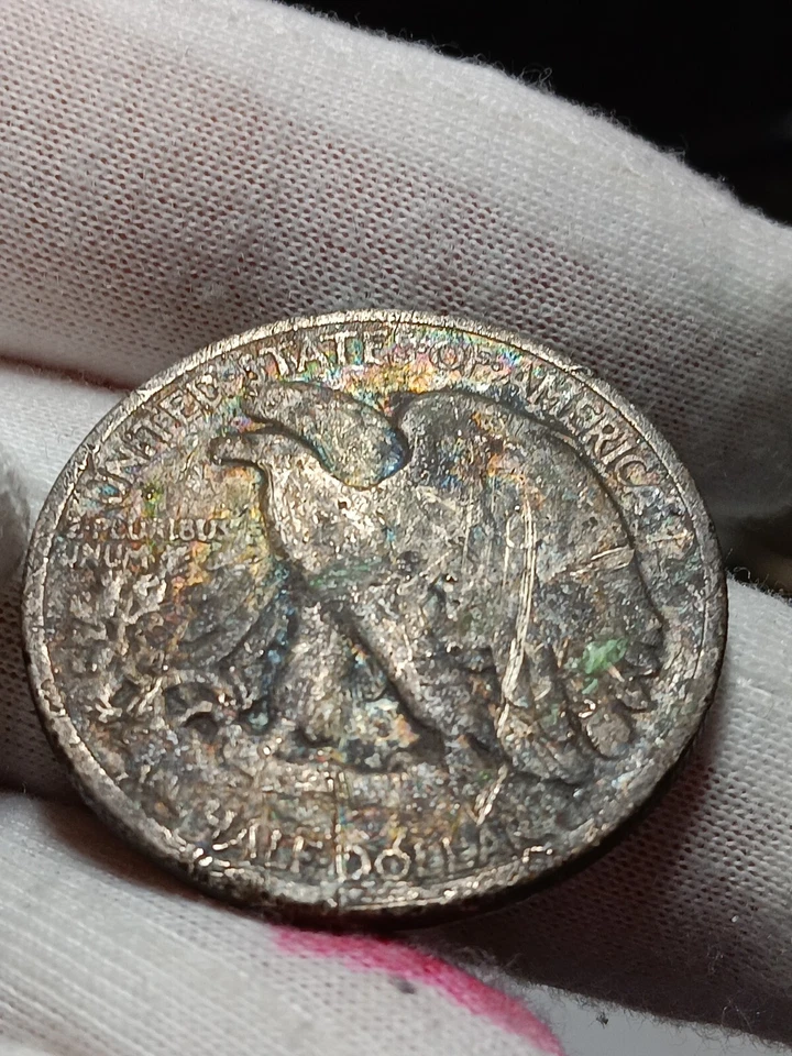 👉1920-Walking Liberty Silver Half Dollar  RAINBOW TONING  S/475 - Image 3 of 4