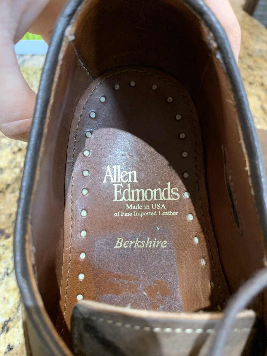 Allen Edmonds BERKSHIRE Brown Nubuck Leather Oxfords Shoes Sz 7.5