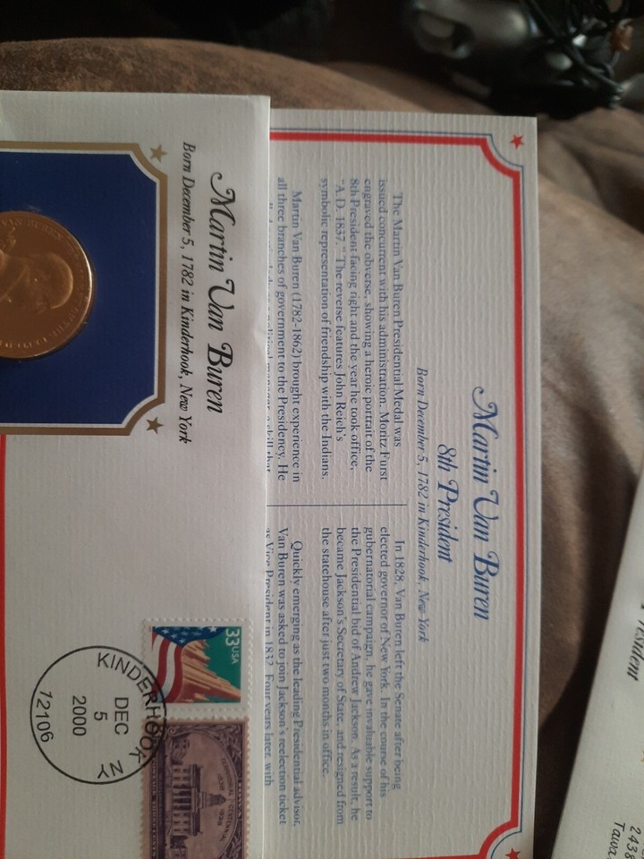Medal " James K. Polk 11th President US" in envelope with rare stamps