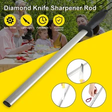 12in Diamond Knife Sharpener Steel Honing Rod Oval Stick Kitchen Sharpening Tool