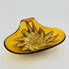 Vintage Midcentury Murano Amber Art Glass Dish With Starburst