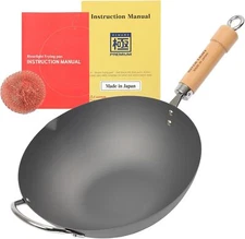 Riverlight KIWAME PREMIUM Wok pan,Wooden Handle,Peking Wok,Beijing Wok 11.8inch