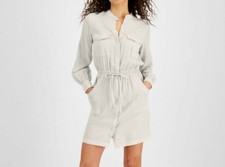 NWT $ 108 GUESS ELLIS LONG SLEEVE WHITE SHIRT STYLE DRESS LARGE