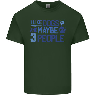 I Like Dogs and Maybe Three People Herren Baumwolle T-Shirt Tee Oberteil