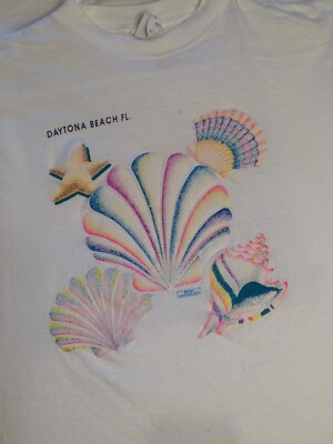 Vintage 1989 Daytona Beach Florida Seashell Tourist T-shirt L