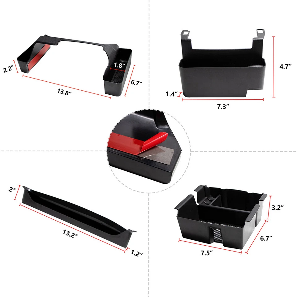 4PCS Center Console Organizer Storage Box Fits 2018-2023 for Jeep Wrangler JL JT Foto 2 de 4