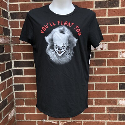 it clown 2XL black tshirt you ll float too cotton polyester NWT