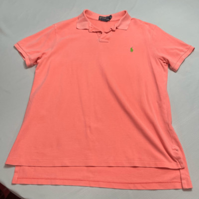 Polo Ralph Lauren Men's Neon Peach Orange Custom Fit VTG Neon Polo