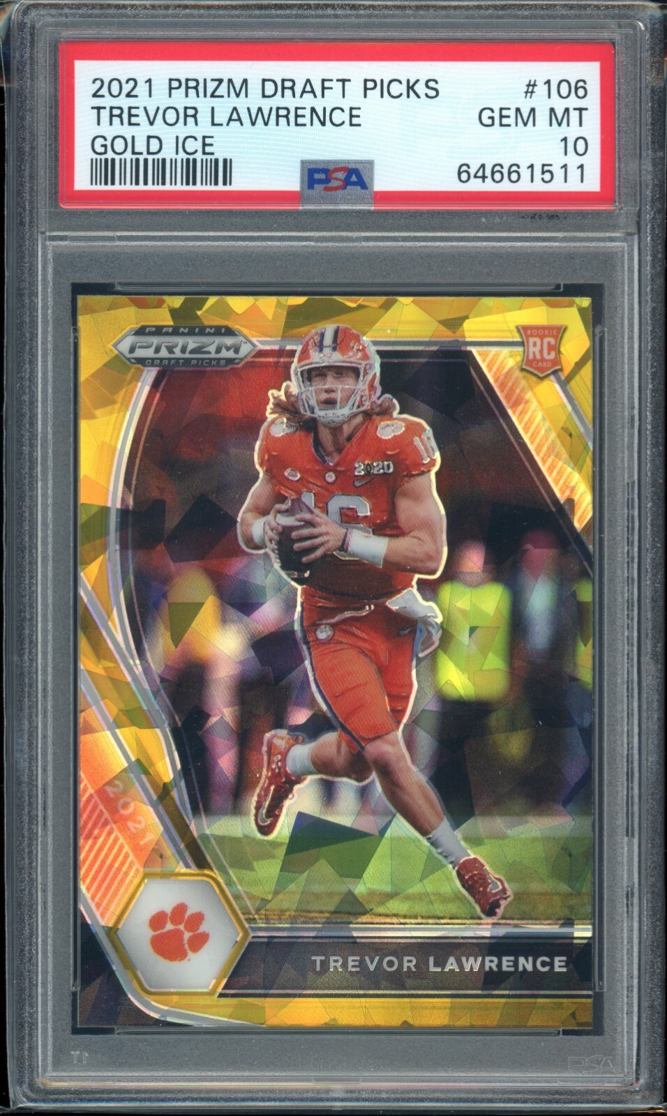 Trevor Lawrence Panini Prizm Draft Picks #106 Gold Ice