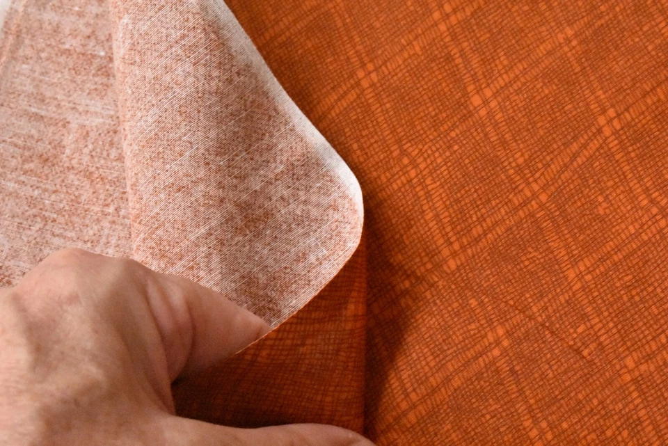 By 1/2 Yd, Rust Lattice-Print on Rust Quilt Cotton, Springs, "Mesh Plaid", P8499 - Image 4 of 4