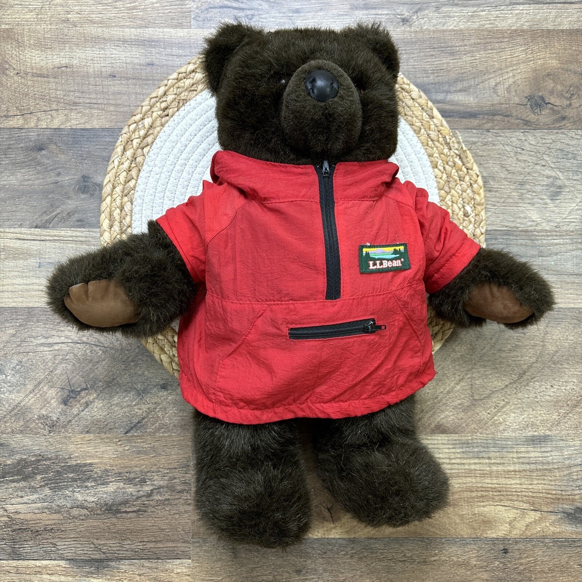 LL Bean Teddy Bear Plush with Red Jacket & LL Bear Hardcover Book