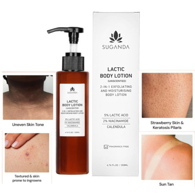Suganda Lactic Body Lotion Improves Skin Texture Reduce Strawberry skin 200ml