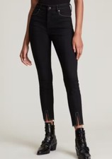 New Allsaints Miller Size Me Studded Skinny Jeans Womens S Black Stretch