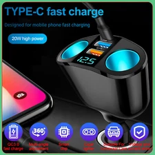 Dual USB Car Cigarette Lighter Socket Splitter Power Adapter Charger Outlet 12V