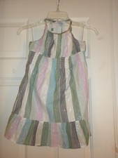 Girls 14 XL Old Navy halter dress paste pink  green striped with sparkle New