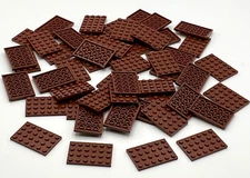 Lego 50 New Reddish Brown Plates 4 x 6 Stud Building Blocks Pieces