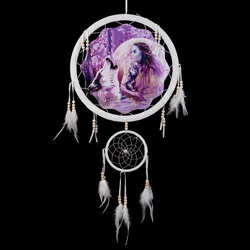 Acchiappasogni Con Testa Di Lupo E Piume, Decorazione Da Parete - Foto 10