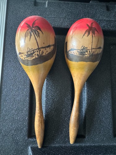 Vintage Wood Mexican Maracas - Full Size