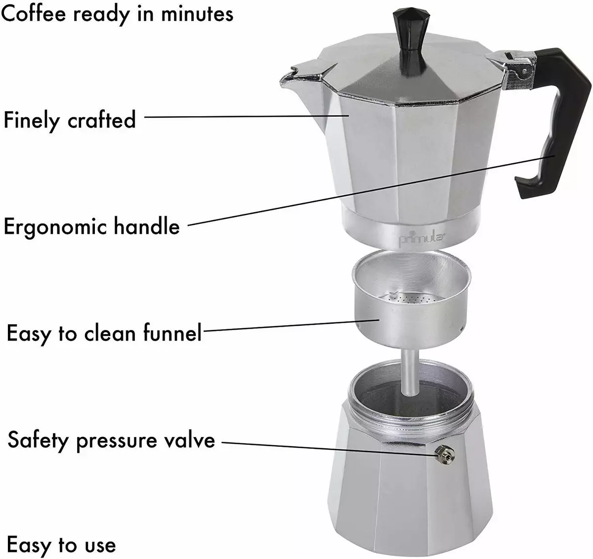 Stove Top Espresso Cuban Coffee Maker pot Cappuccino Latte 3 Cup Cafetera Cubana, Silver