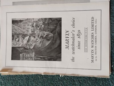 Sk55 Ephemera 1947 Uhrenwerbung Marvin Watches Hatton Garden