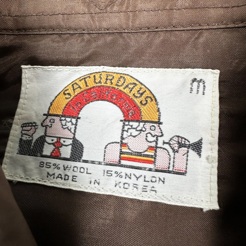 Vintage Saturdays Flannel Mens Medium Brown Plaid 85% Wool Shirt Workwear - Image 2 of 4