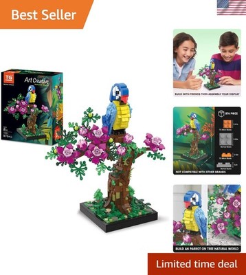 Micro Brick Flower Parrot Toy Building Set - 876 Colorful Pieces for Ages 8+