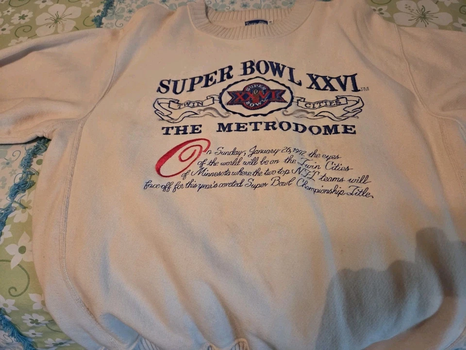 Beautiful Vintage 1992 Bills vs Skins Nutmeg  SUPER BOWL 26 XXVI  Sweatshirt - Image 2 of 4
