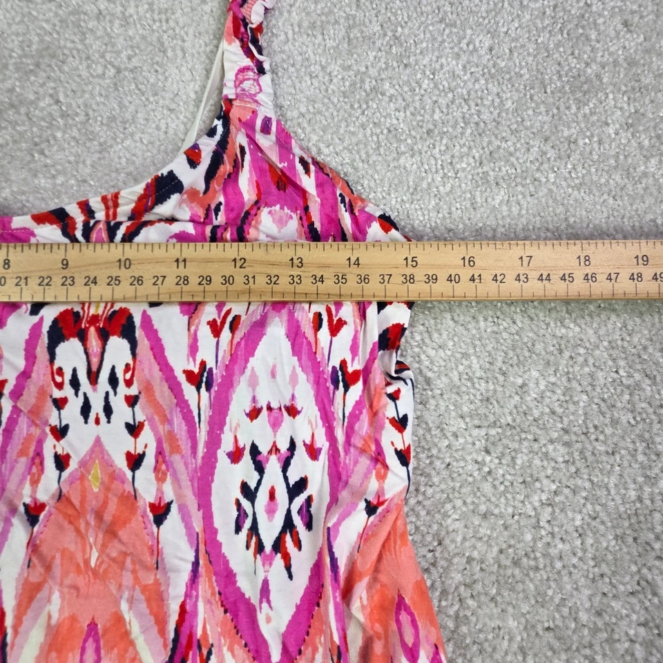 Conjunto de pijama feminino Soma médio rosa laranja estampa Ikat shorts camisa dormir - Imagem 3 de 4