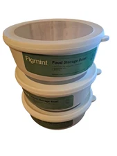 NEW Figmint Food Storage Bowls Set of 3 Microwave Safe Dishwasher Safe White