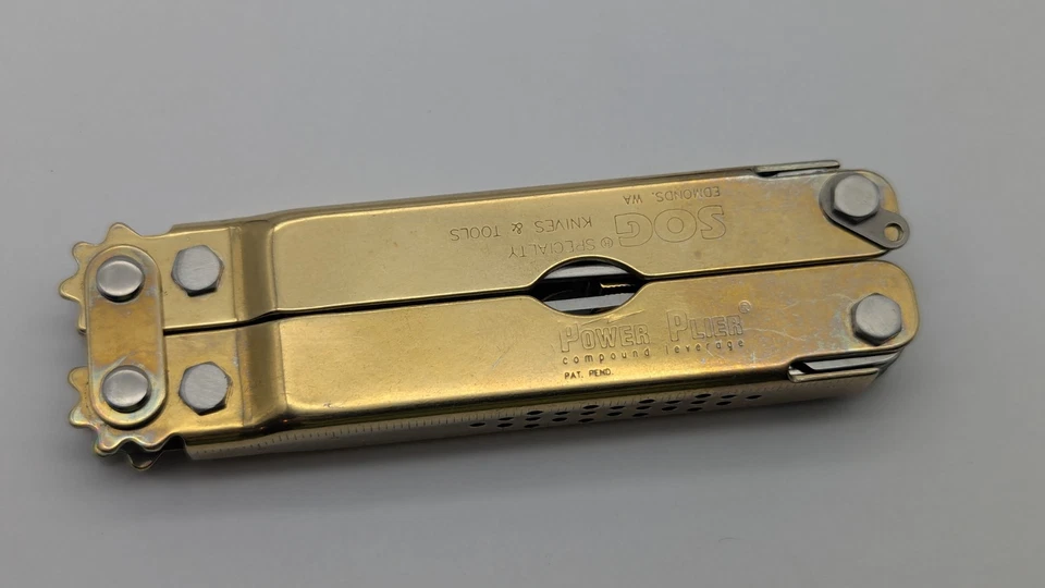  SOG T52 Power Plier Mulitool Gold Tone PRE OWNED READ TiNi COAT USA HARD 2 FIND - Image 4 of 4