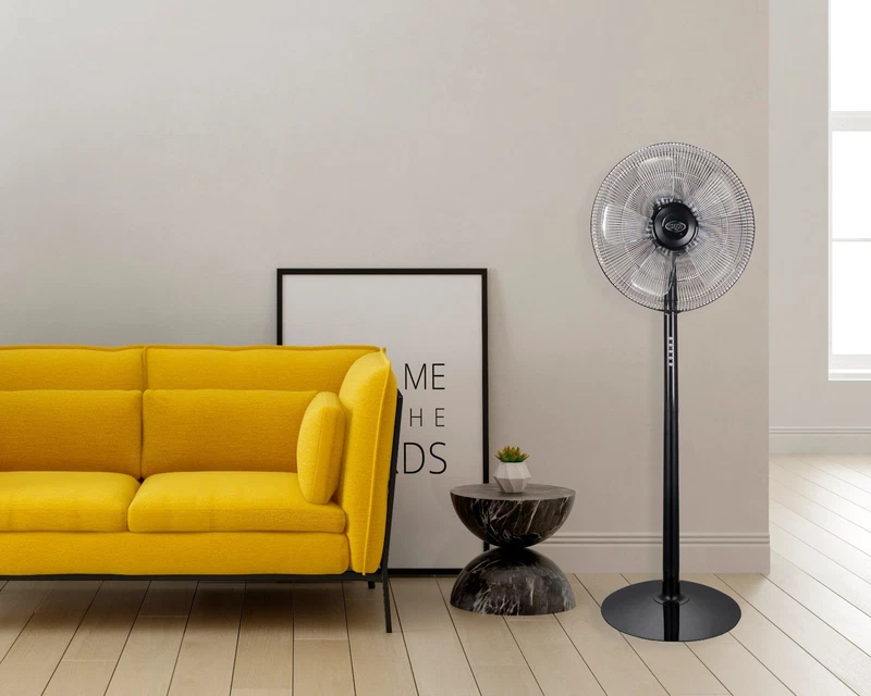 Ventilatore a Piantana Terra ARGO Nero 5 Pale 40 cm Telecomando Timer Ventolino, fotografia 9 di 14