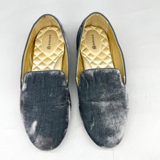 Birdies The Starling Womens 8 Grey Velvet Smoking Slipper Loafers Flast Shoes