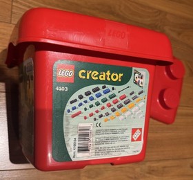 COMPLETE 4103 Lego Creator Basic Set Bricks 200 Pieces Red Bucket Case CLEANED