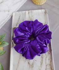 Jumbo Violet Satin Scrunchie Large Elastic for Thick Hair