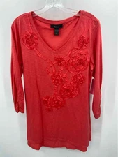 Pre-Owned Style & Co Red Size Medium 3/4 Sleeve T-shirt