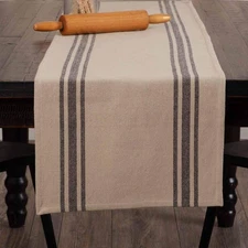 Mill House Stripe Black Table Runner, 72" Long, Farmhouse Primitive Grain Sac...