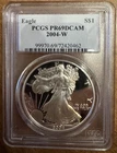 2004 "W" PROOF American Silver Eagle $1 PCGS PR69 DCAM starting below melt value