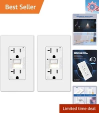 Durable 20 Amp GFCI Outlet with Nightlight – Automatic Self- Feature, 2 Pack