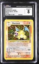 CGC 8 Charizard 4/130 Set Base 2 Carte Pokemon Holo