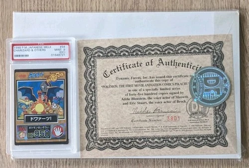 Rare 1998 Pokemon First movie PSA Charizard Meiji Sealed Certificate Card Comic