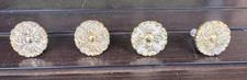 Lot of 4 Vintage Pulls Ajax USA MCM Drawer Cabinet Gold Silver White 1 7/16" Dia