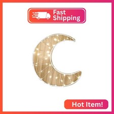 Little Love by NoJo Moon Shaped Lighted LED Natural Wood Wall Decor